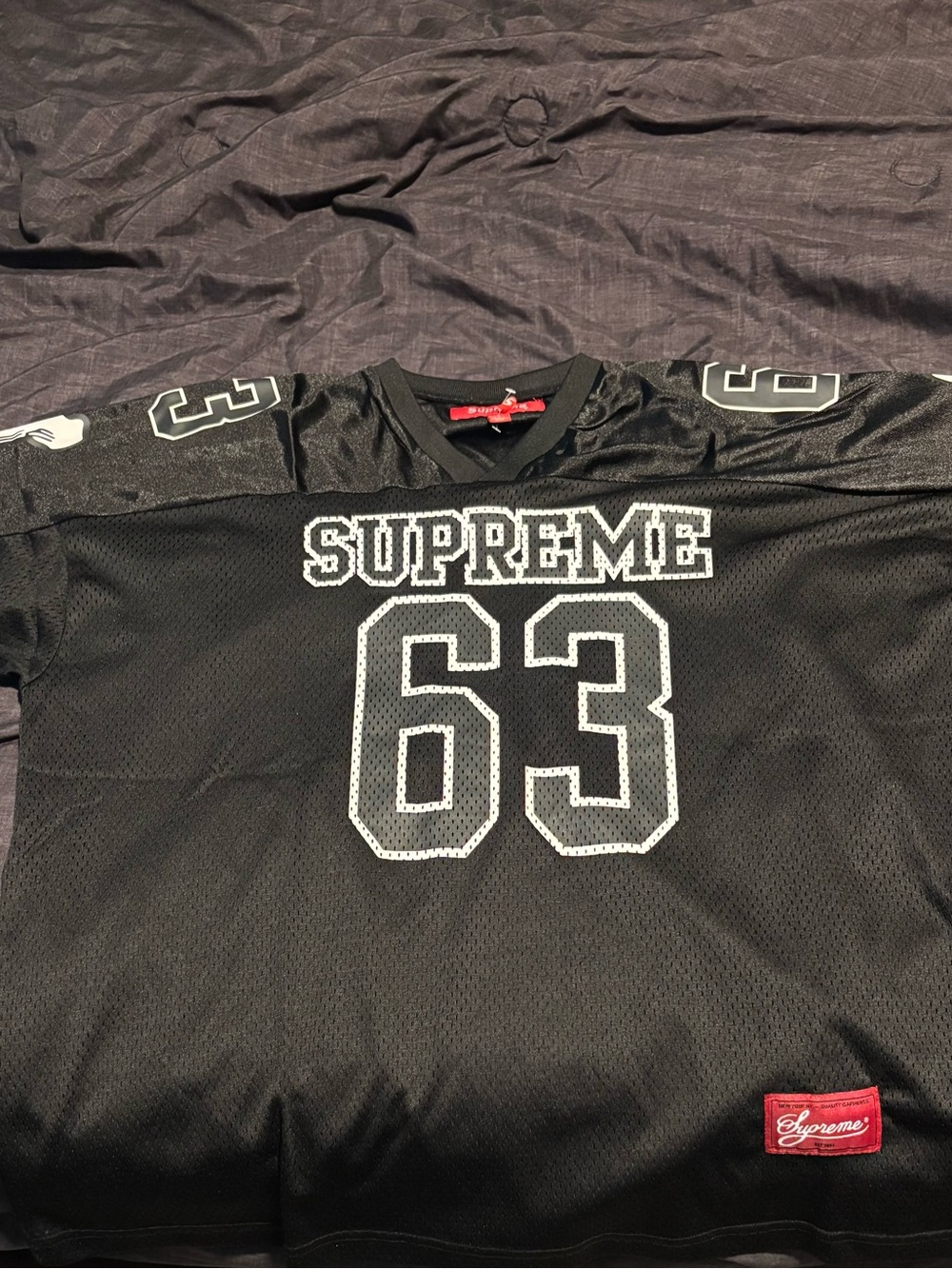 Supreme Black Mesh Jersey with White 63 Graphic